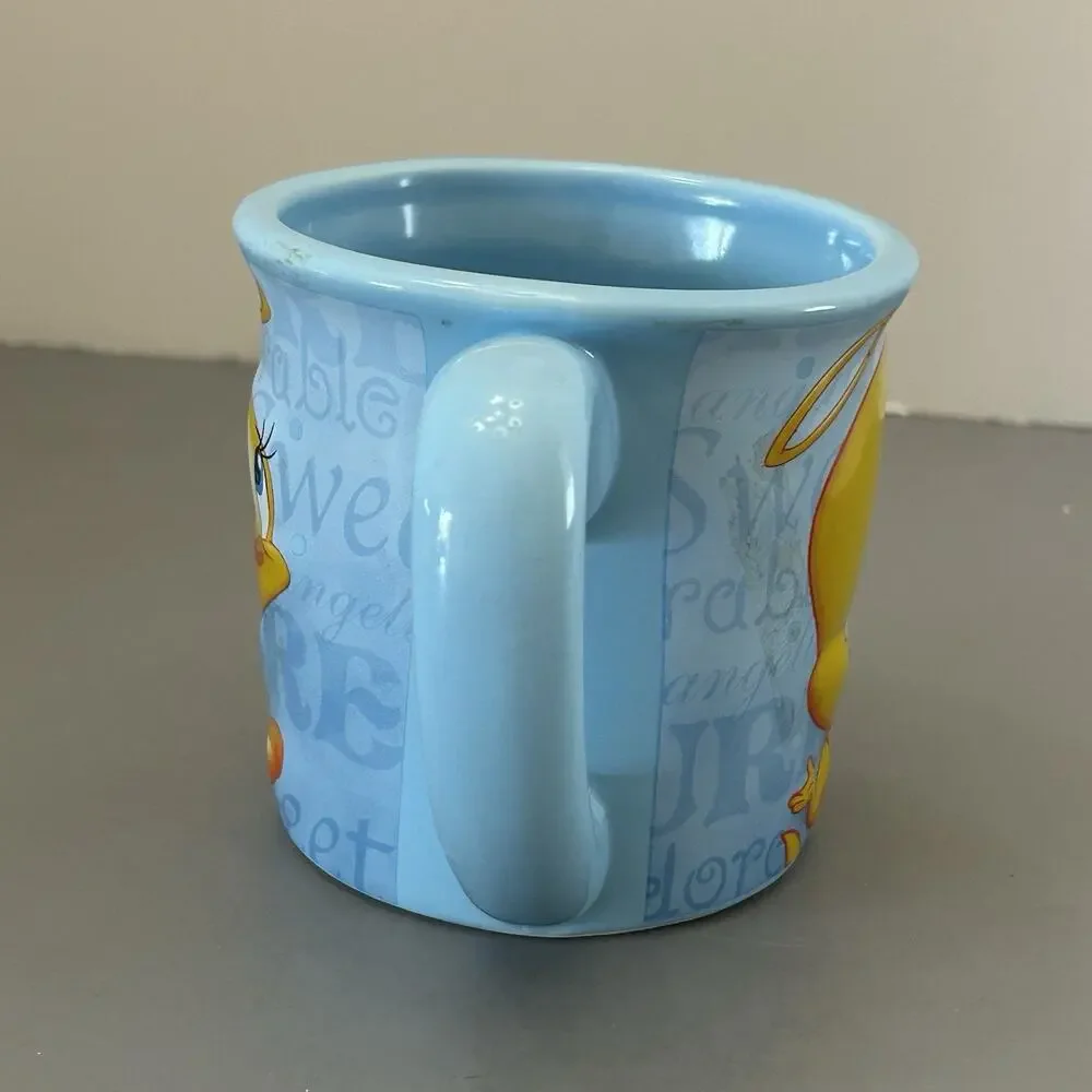 Tweety Bird 99% Angel Coffee Mug Houston Harvest 3D Blue Ceramic Warner Brothers